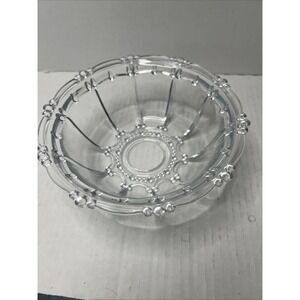 Vintage KIG Indonesia Beaded Clear Glass Elegant Candy Dish Bowl 7" With Lid